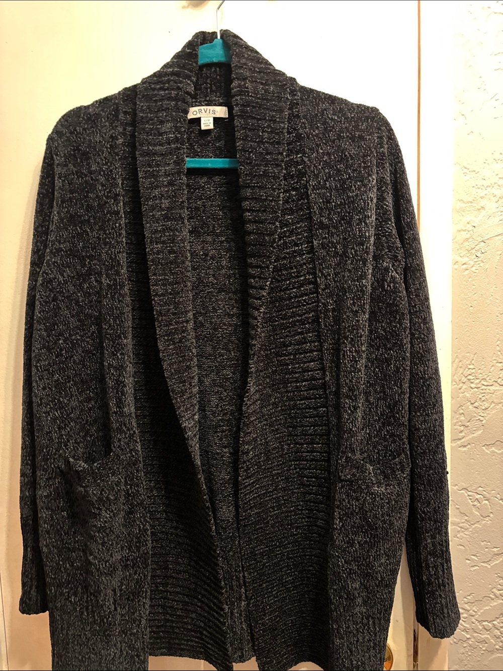 Orvis Women's Dark Charcoal Shawl-Collar Open Cardigan